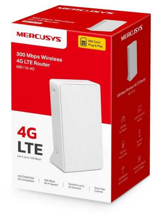 Maršrutizatorius Mercusys MB110-4G belaidis maršruto parinktuvas Ethernet Single-band (2,4 GHz) Baltas