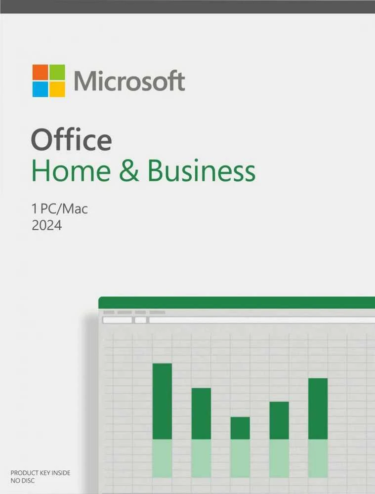 Microsoft Office 2024 programinė įranga su diagramos grafika