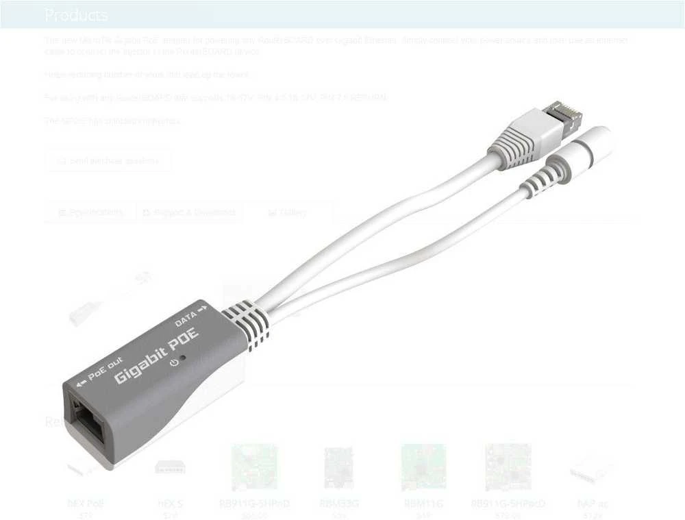 MikroTik Gigabit PoE injektorius su laidais