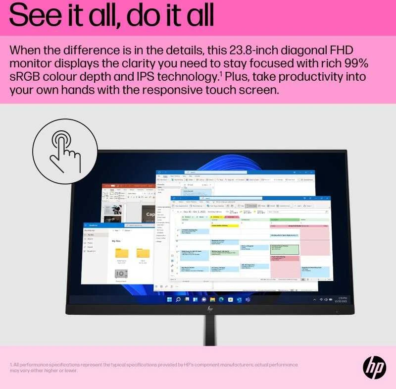 Monitorius HP E24t G5 FHD | 23.8" jutiklinis ekranas | FHD IPS