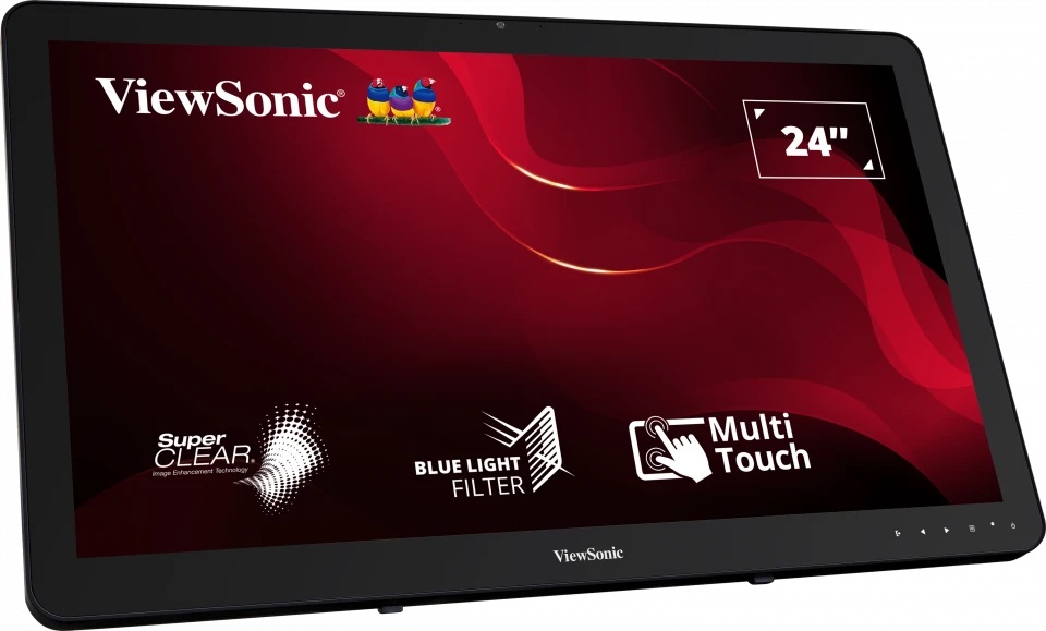 Monitorius ViewSonic 24" 16:9 (23,6") 1920 x 1080, SuperClear® VA, 10 taškų, PCAP su 200 nitų (lietimo modulis), VGA, HDMI, DisplayPort, 2 USB, garsiakalbiai, knygų stendo stilius