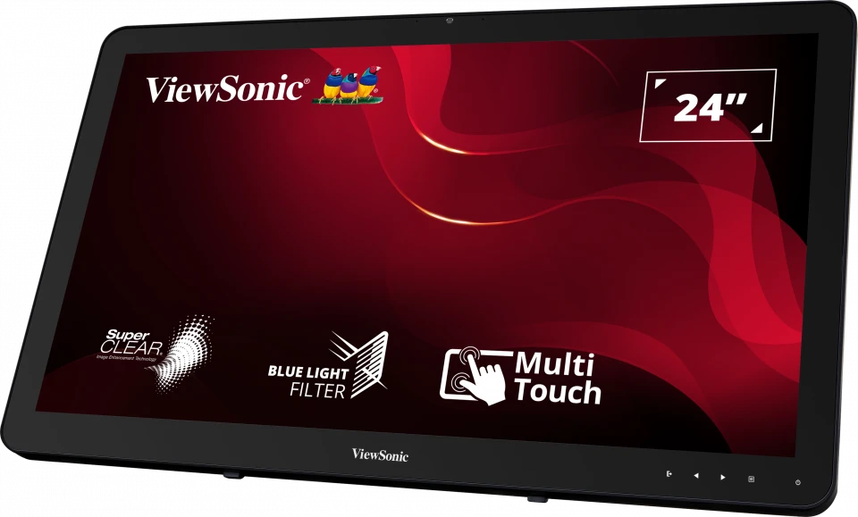 Monitorius ViewSonic 24" 16:9 (23,6") 1920 x 1080, SuperClear® VA, 10 taškų, PCAP su 200 nitų (lietimo modulis), VGA, HDMI, DisplayPort, 2 USB, garsiakalbiai, knygų stendo stilius
