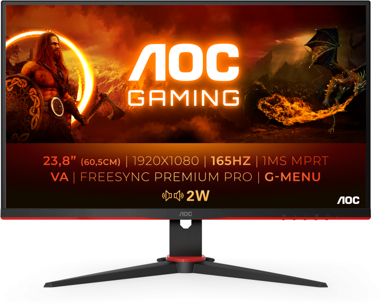 Monitorius  AOC 24G2SAE/BK 23.8inch VA FHD 165Hz 350cd/m2 1ms HDMIx2 DP Speakers