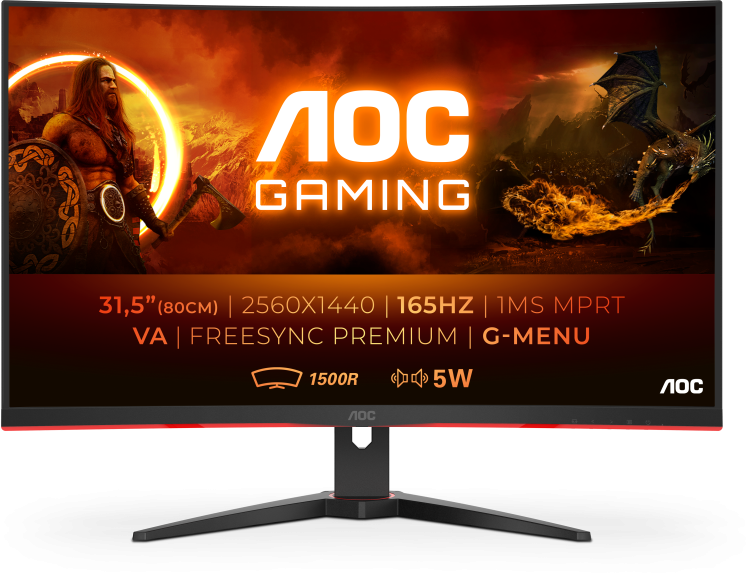 Monitorius AOC Gaming CQ32G2SE, 80 cm (31,5 colio)/VA/QHD 2560 x 1440/16:9/1ms/165 Hz/FreeSync Premium