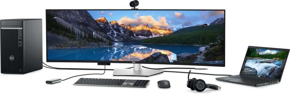 Monitorius Dell UltraSharp U4924DW, 49" Dual QHD (5120x1440) lenktas, IPS Black, 32:9, 60Hz, USB-C 90W, KVM, garsiakalbiai