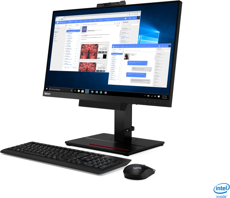 Monitorius Lenovo ThinkCentre Tiny-in-One 24 (Gen 4) 23,8 ", Jutiklinis ekranas, IPS, 1920 x 1080, 16:9, 4 ms, 250 cd/m², Integruotas garsiakalbis (-ai), Juodas, 1080p kamera su dviguba mikrofonas VOIP, LED indikatorius, 60 Hz, HAS