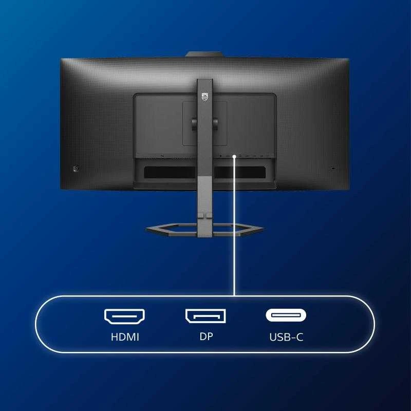 Monitorius Mmd monitoriai Ekranai PHILIPS 34E1C5600HE/00 34 colių 3440x1440 VA lenktas H/A 130 mm ULTRAWIDE USB-C ekranas
