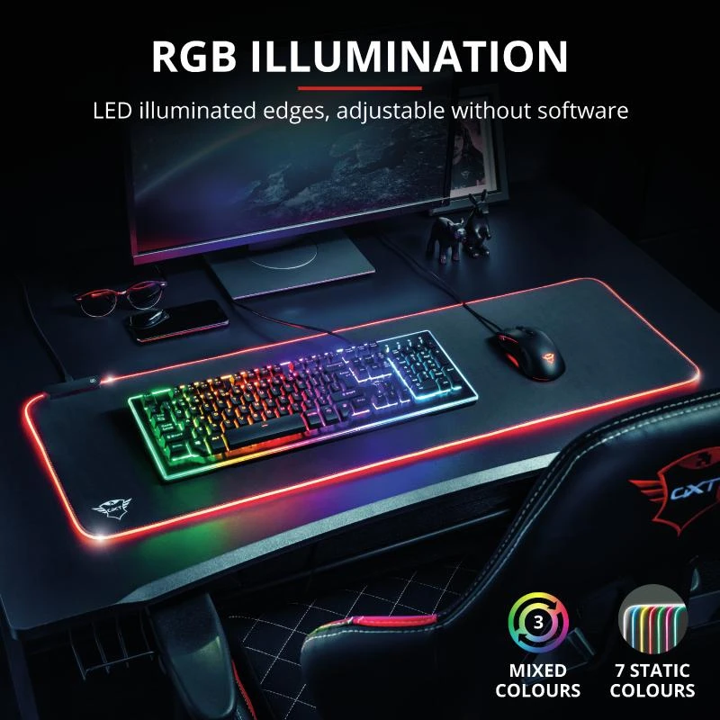 TRUST GXT 764 Glide-Flex RGB XXL pelės kilimėlis | 930x300x3mm