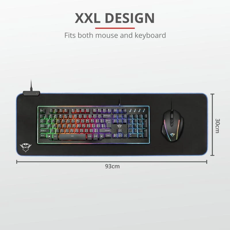TRUST GXT 764 Glide-Flex RGB XXL pelės kilimėlis | 930x300x3mm