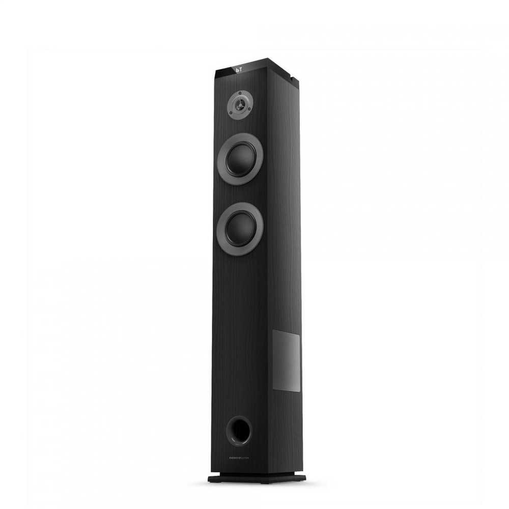 Energy Sistem Garso sistema 2.1 Energy System Tower 5 MAX, „Bluetooth 5.3“, 3,5 mm lizdo sąsaja, galia: 100 W, dažnių juosta 40 Hz ~ 18 kHz, FM dažnis: 87,5–108 MHz, ekranas: LED, atminties kortelių palaikymas: „Micro SD“ ir USB atmintinės iki 128 GB, pridedamas nuotolinio valdymo pultas, medžiaga: mediena, matmenys