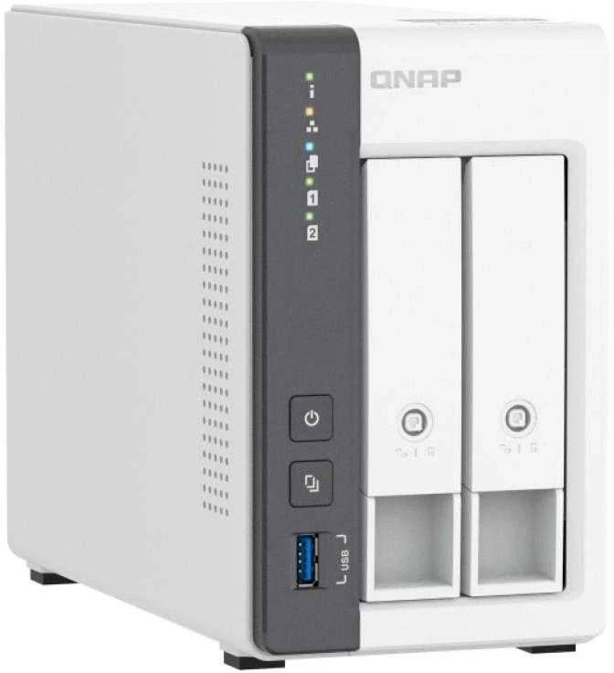QNAP 2 skyrių 2,5 GbE NAS su integruotu NPU | TS-216G | ARM 4 branduolių | Cortex-A55 | Procesoriaus dažnis 2,0 GHz | 4 GB