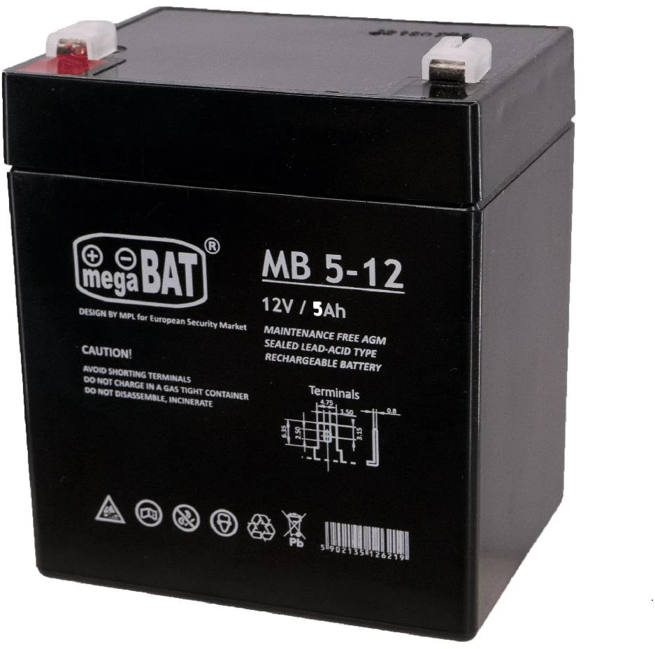Mpl Power Elektro Megabat 12V 5Ah F1(187) AGM akumuliatorius, 3-5 metai