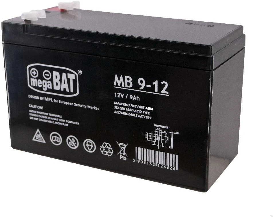 Mpl Power Elektro Megabat 12V 9Ah F1(187) AGM akumuliatorius, 3-5 metai