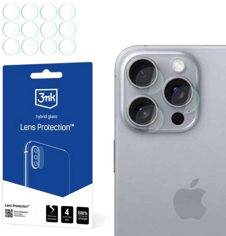 3MK objektyvo apsauga Apple iPhone 16 Pro Max 6.9" kameros objektyvo apsaugai, 4 vnt.