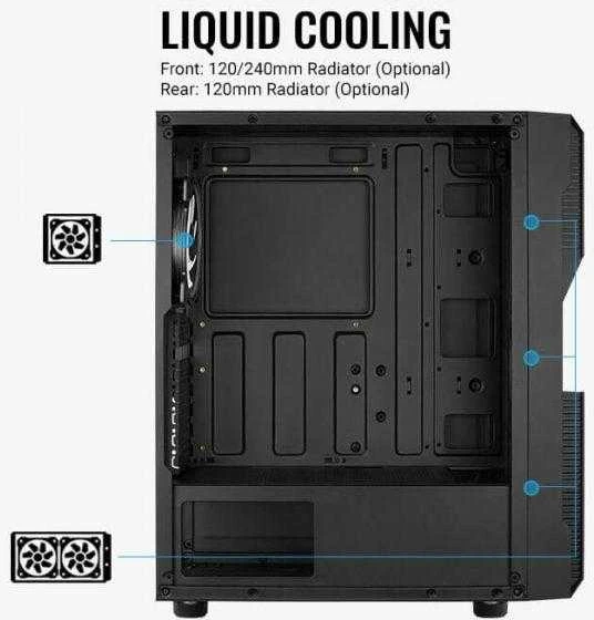 Aerocool Menace Saturn FRGB „Midi Tower“ Juoda