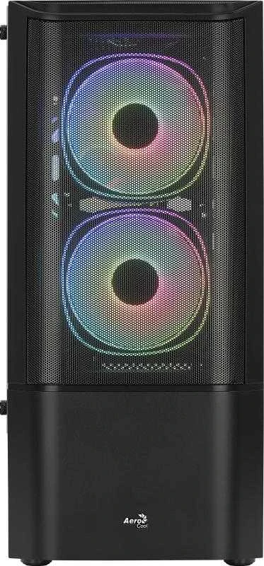 „Aerocool Quantum Mesh v3 Midi-Tower“, RGB, grūdintas stiklas - juodos spalvos