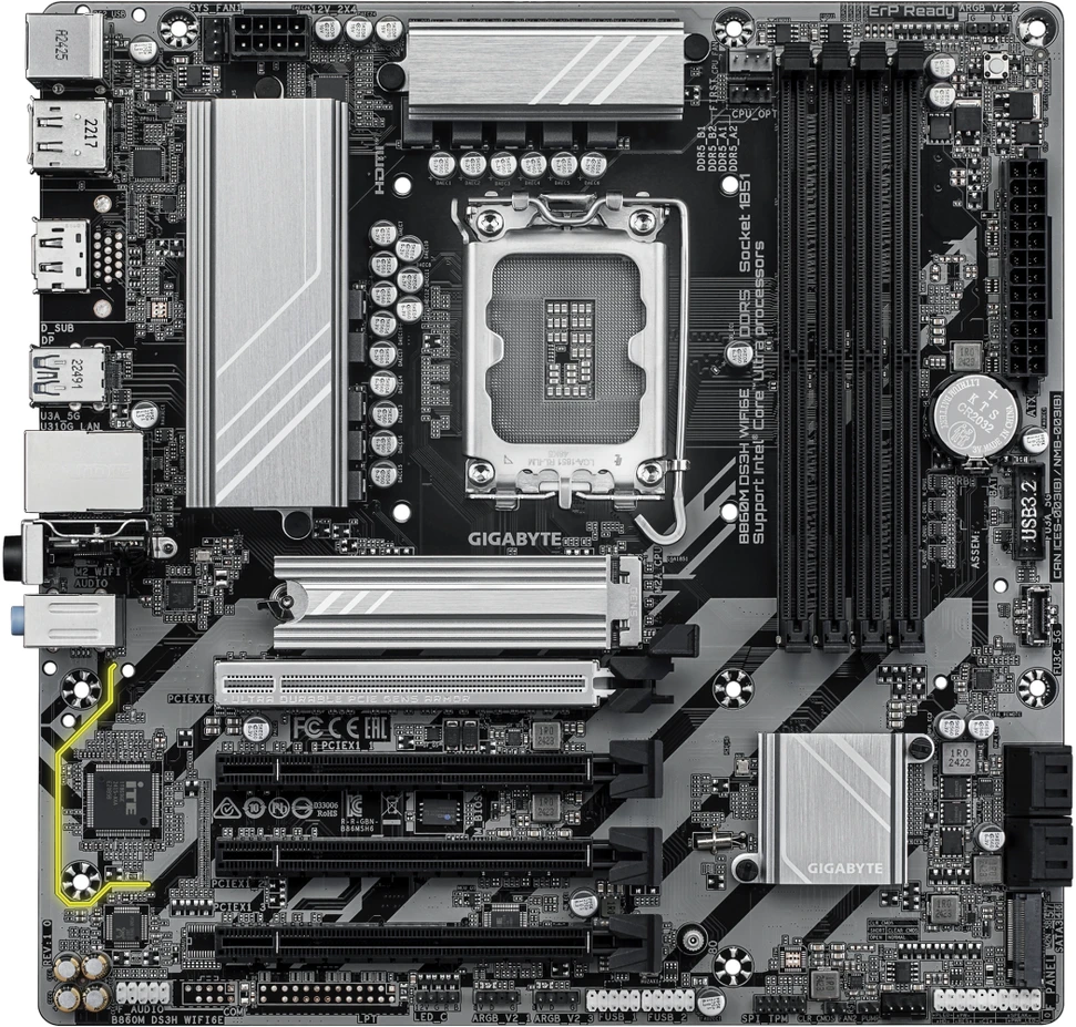 Pagrindinė plokštė Gigabyte B860M DS3H WIFI6E