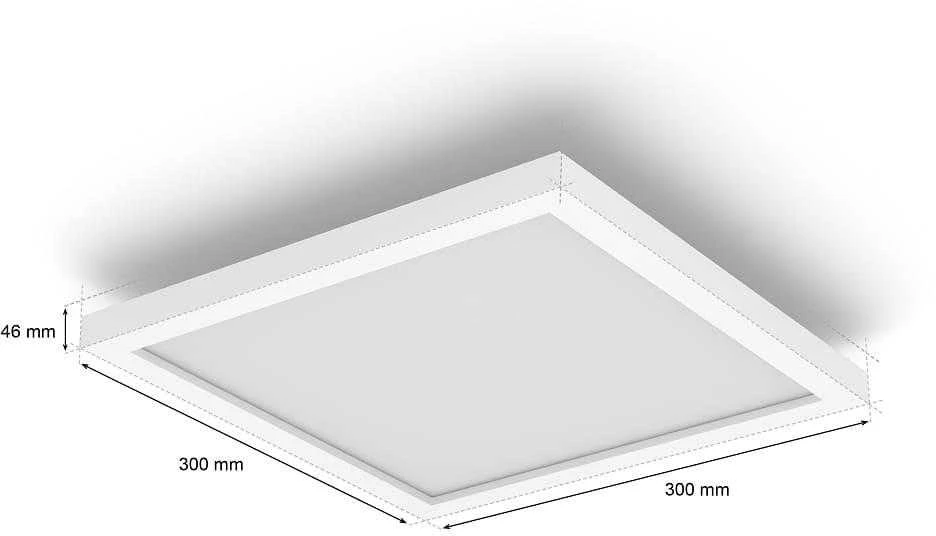 Philips „Hue“ balta ir spalvota aplinkos šviesa „Surimu Square“ skydelis, išmanusis lubinis šviestuvas, „Bluetooth“ / „Zigbee“, balta, LED, metalas, sintetika, nekeičiama(-os) lemputė(-ės)