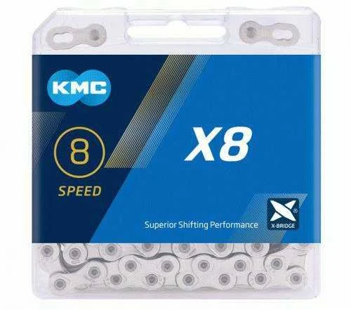 KMC Grandinė X8 114 Grandinėlių Sidabrinė Dėžutė