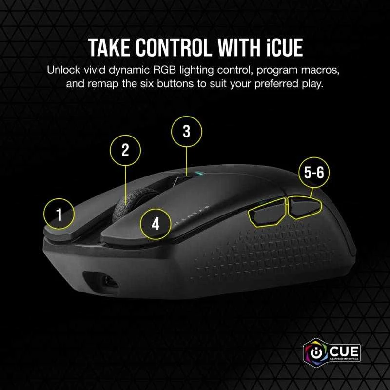 Corsair | Pelė žaidimams | KATAR ELITE | su laidu/wireless | Juodas
