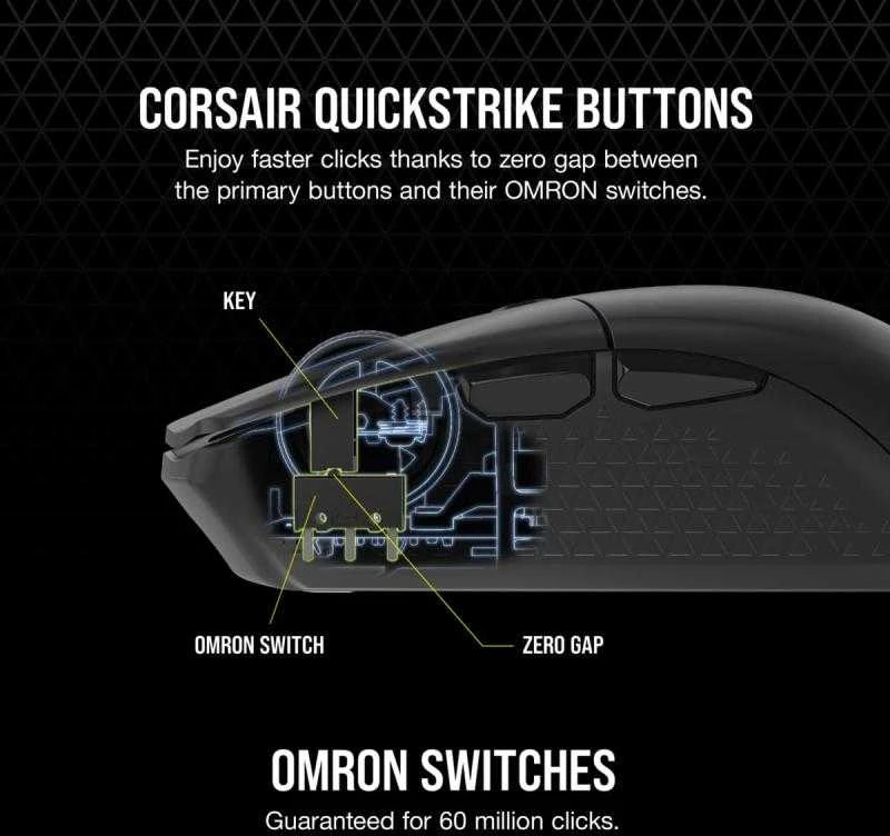 Corsair | Pelė žaidimams | KATAR ELITE | su laidu/wireless | Juodas