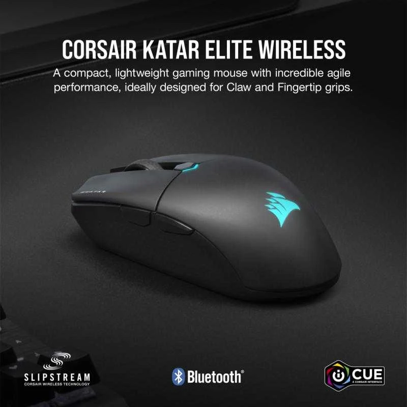 Corsair | Pelė žaidimams | KATAR ELITE | su laidu/wireless | Juodas