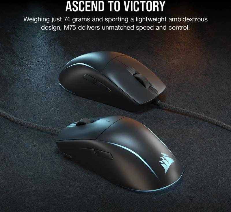 CORSAIR M75 Pelė žaidimams Optinė Juodas