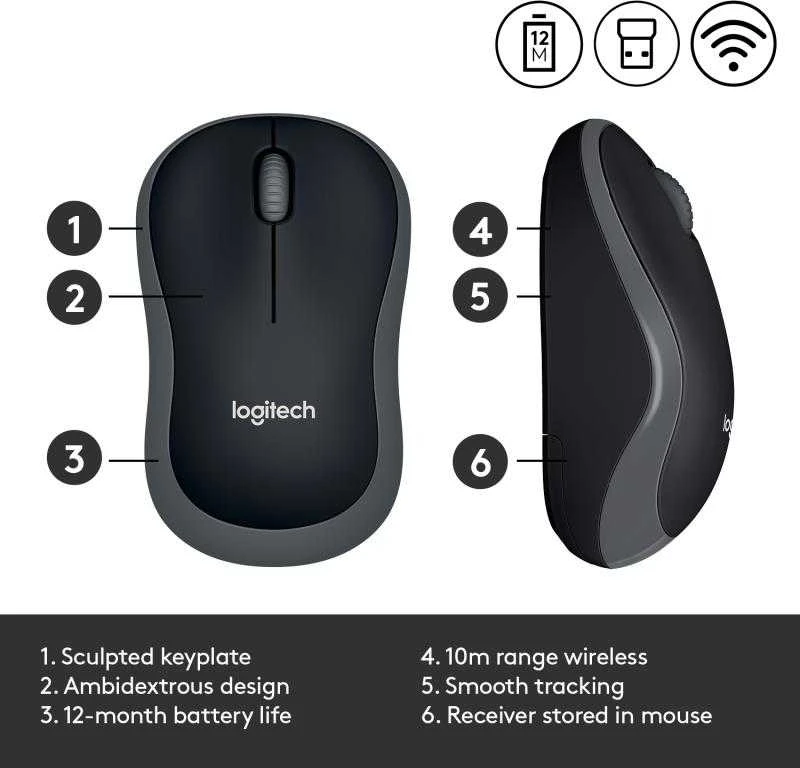 Pelė Logitech M185 pilka (910-002238)