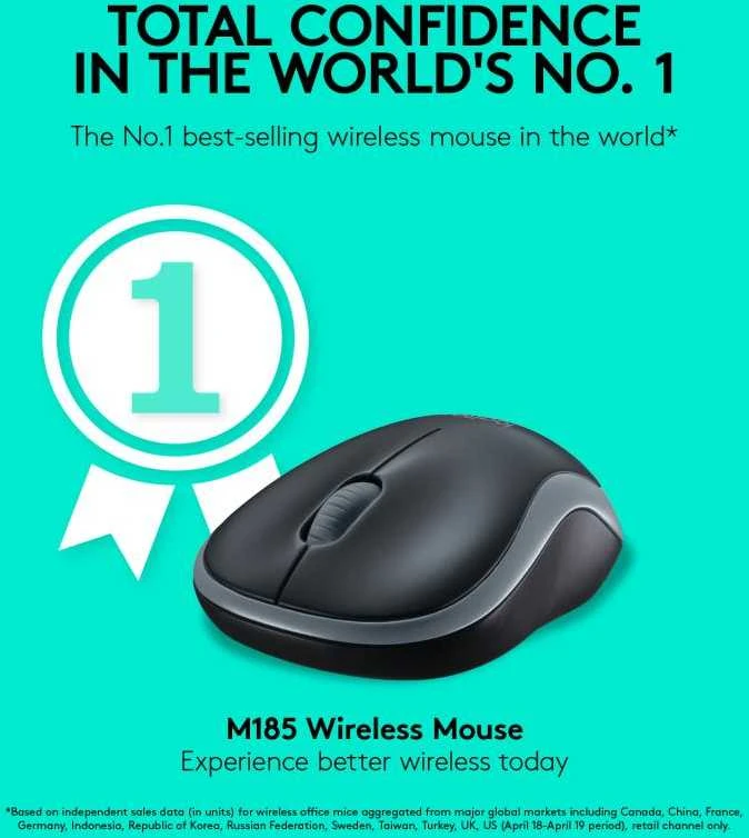 Pelė Logitech M185 pilka (910-002238)