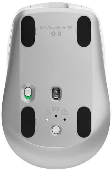 Belaidė pelė Logitech MX Anywhere 3S - RF belaidė + Bluetooth, lazerinis, 8000 DPI, Pale Pilkas (Baltas)