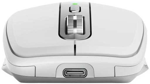 Belaidė pelė Logitech MX Anywhere 3S - RF belaidė + Bluetooth, lazerinis, 8000 DPI, Pale Pilkas (Baltas)