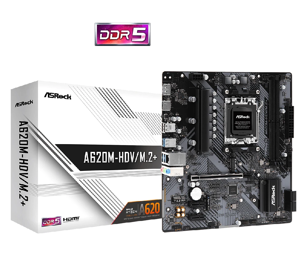 Pagrindinė plokštė ASRock A620M-HDV/M.2/AM5/Micro-ATX/AMD A620