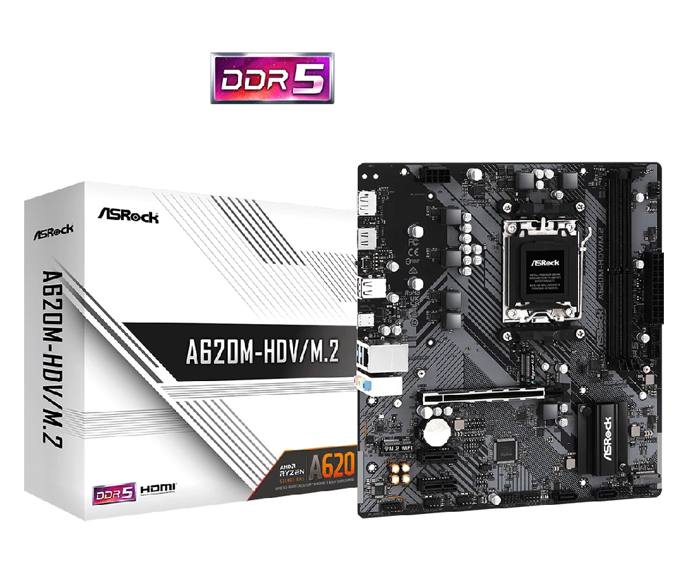 Pagrindinė plokštė ASRock A620M-HDV/M.2/AM5/Micro-ATX/AMD A620