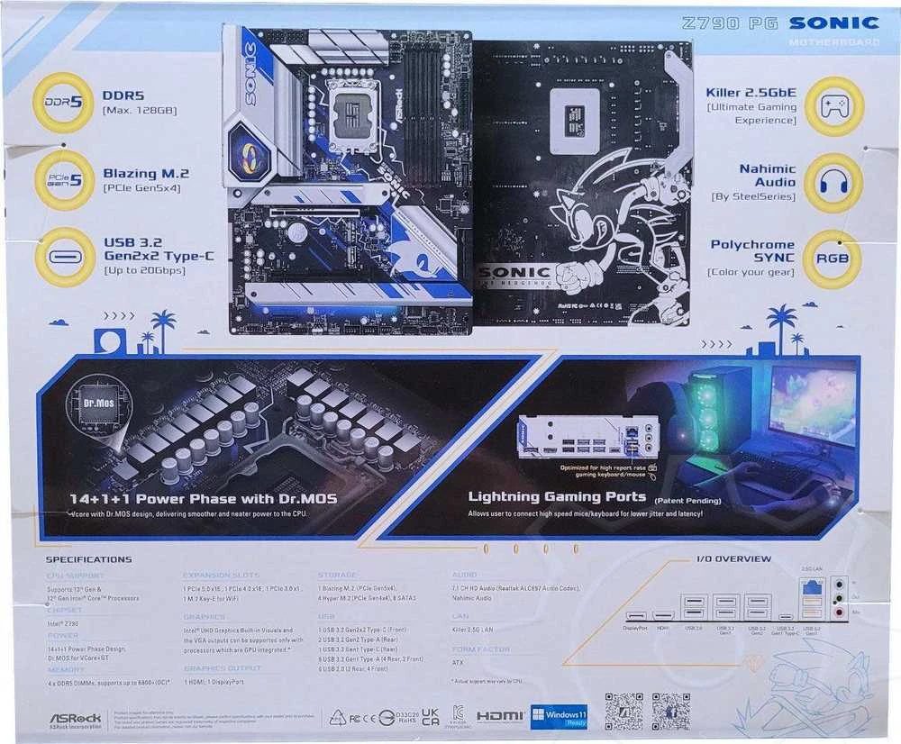 Pagrindinė plokštė ASROCK Intel Z790/LGA1700/ATX/Memory DDR5/Atminties lizdai 4/1xPCI-Express 3.0 1x/1xPCI-Express 4.0 16x/1xPCI-Express 5.0 16x/4xM.2/1xHDMI/1xDisplayPort/1xAudio-In/1xAudio-Out/1xMikrofonas/2xUSB 2.0/6xUSB 3.2/1xUSB-C/1xRJ45
