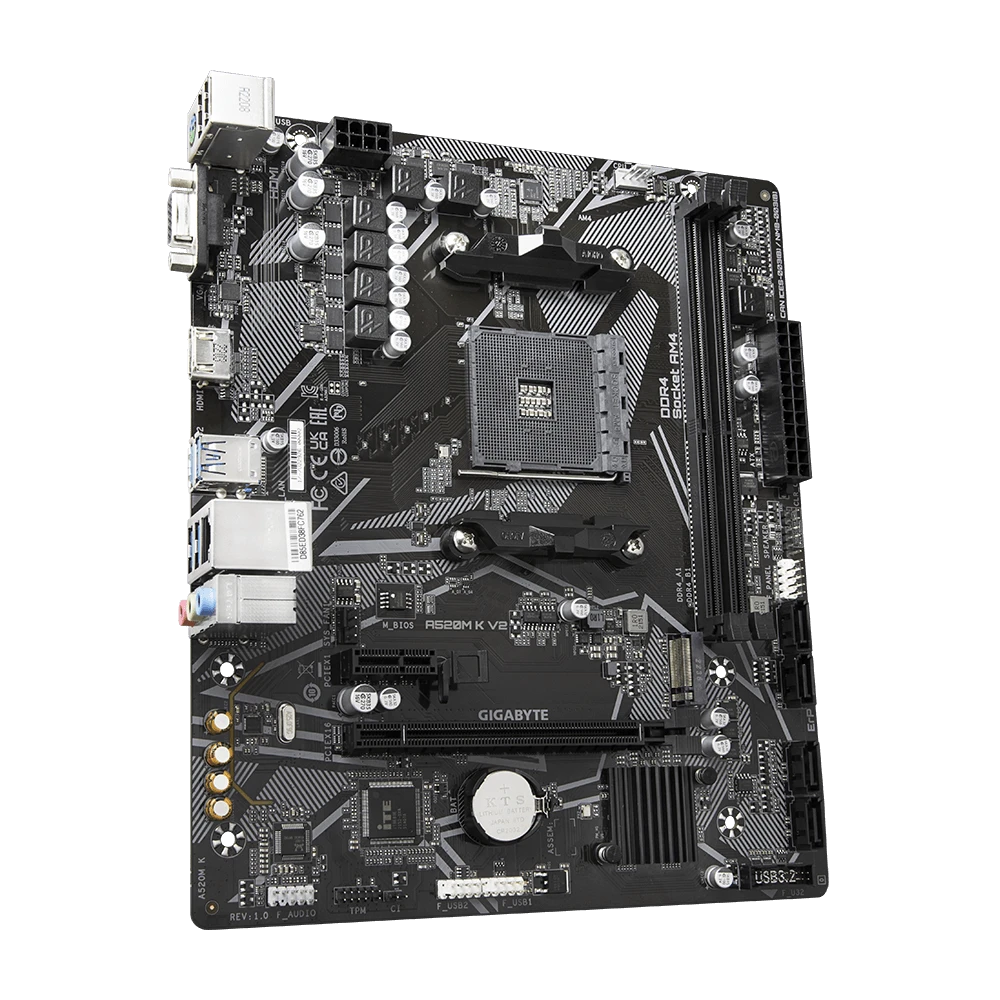 Pagrindinė plokštė GIGABYTE AMD A520/AM4/Micro-ATX/Memory DDR4/Atminties lizdai 2/1xPCI-Express 3.0 1x/1xPCI-Express 3.0 16x/1xM.2/1x15pin D-sub/1xHDMI/2xUSB 2.0/4xUSB 3.2/1xPS/2/1xRJ45/3xAudio port