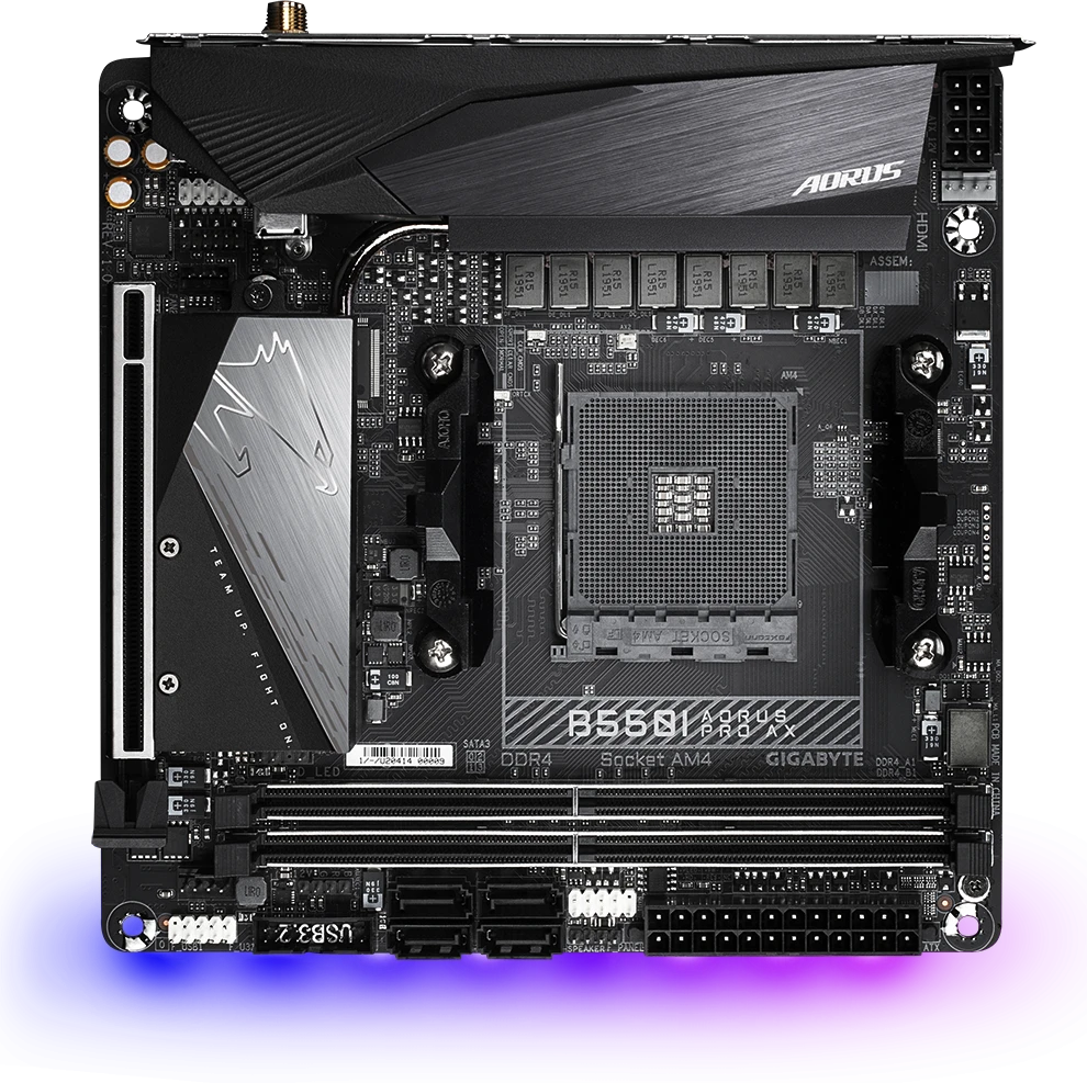 Pagrindinė plokštė Gigabyte B550I AORUS PRO AX AM4 lizdas „mini ITXs“ AMD B550
