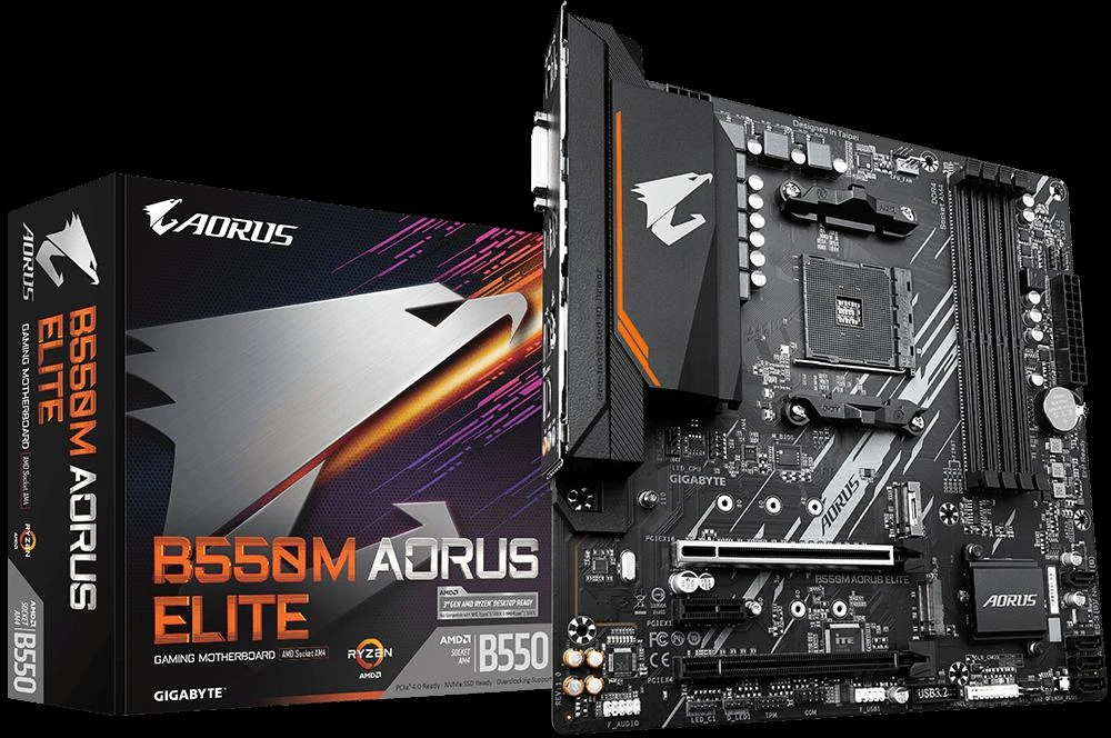 Pagrindinė plokštė Gigabyte B550M AORUS Elite/AM4/Micro-ATX/Memory DDR4/Atminties lizdai 4/1xPCI-Express 3.0 1x/1xPCI-Express 3.0 4x/1xPCI-Express 4.0 16x/2xM.2/1xDVI-D/1xHDMI/2xAudio-In/1xAudio-Out/4xUSB 2.0/4xUSB 3.2/1xPS/2/1xRJ45
