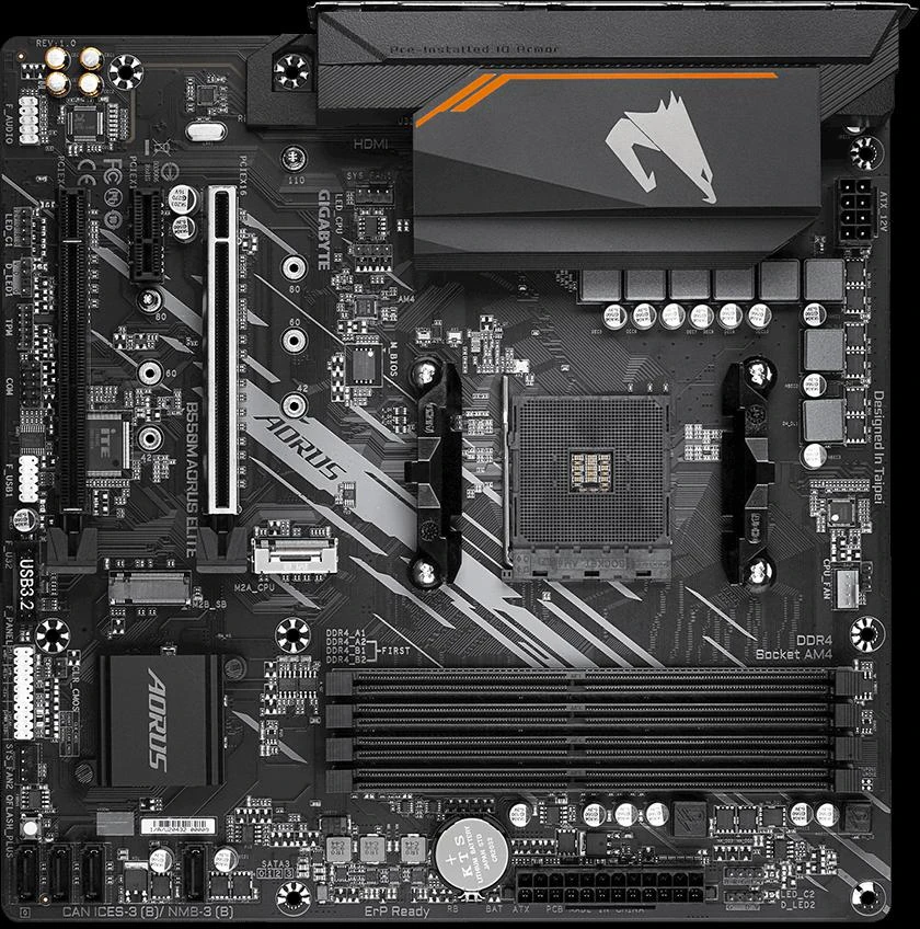 Pagrindinė plokštė Gigabyte B550M AORUS Elite/AM4/Micro-ATX/Memory DDR4/Atminties lizdai 4/1xPCI-Express 3.0 1x/1xPCI-Express 3.0 4x/1xPCI-Express 4.0 16x/2xM.2/1xDVI-D/1xHDMI/2xAudio-In/1xAudio-Out/4xUSB 2.0/4xUSB 3.2/1xPS/2/1xRJ45