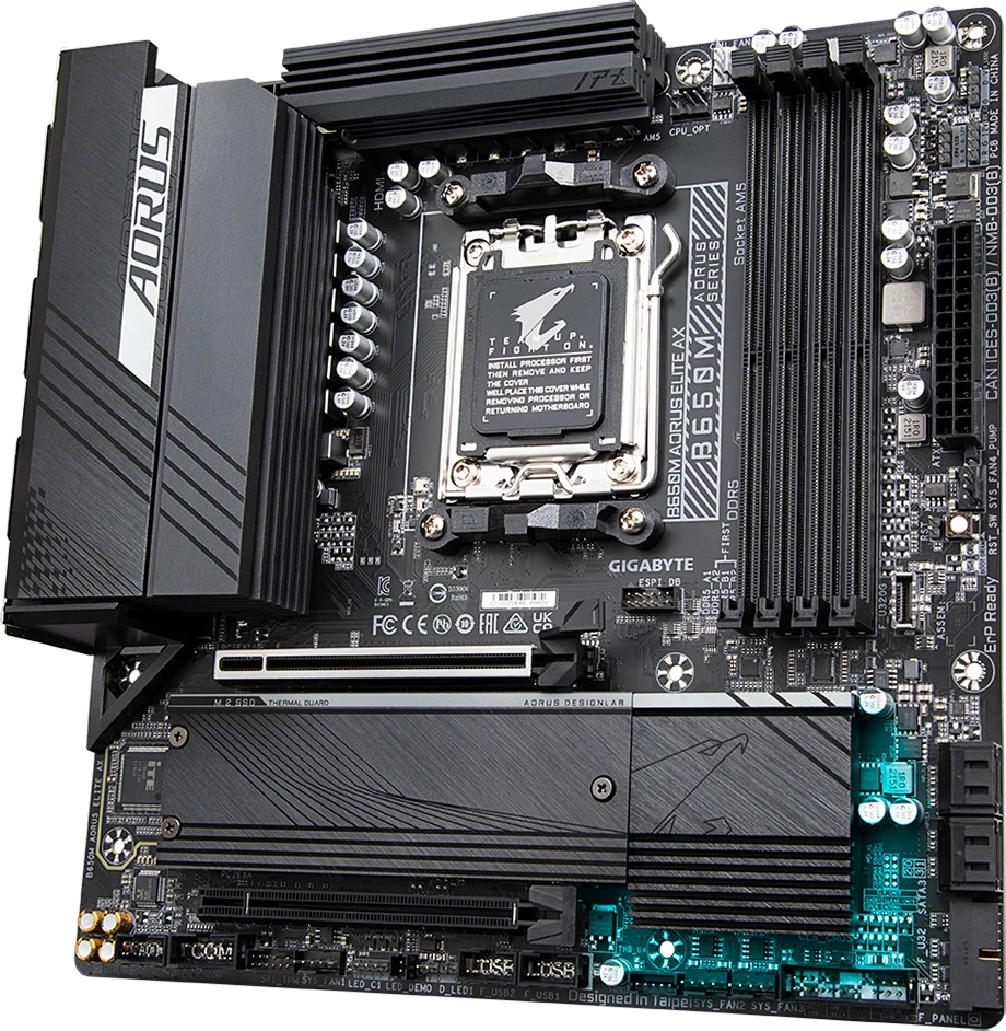 Pagrindinė plokštė GIGABYTE B650M AORUS ELITE AX  / AM5 / MicroATX / DDR5 x4 / PCI-Express 4.0 16x / 2x M.2