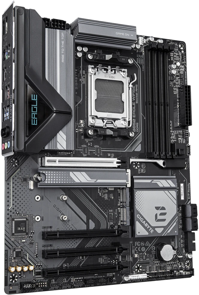 Pagrindinė plokštė Gigabyte B850 EAGLE WIFI6E | Procesorių šeima AMD | Procesoriaus lizdas AM5 | DDR5 | Palaikomos standžiojo disko sąsajos SATA, M.2 | SATA jungčių skaičius 4