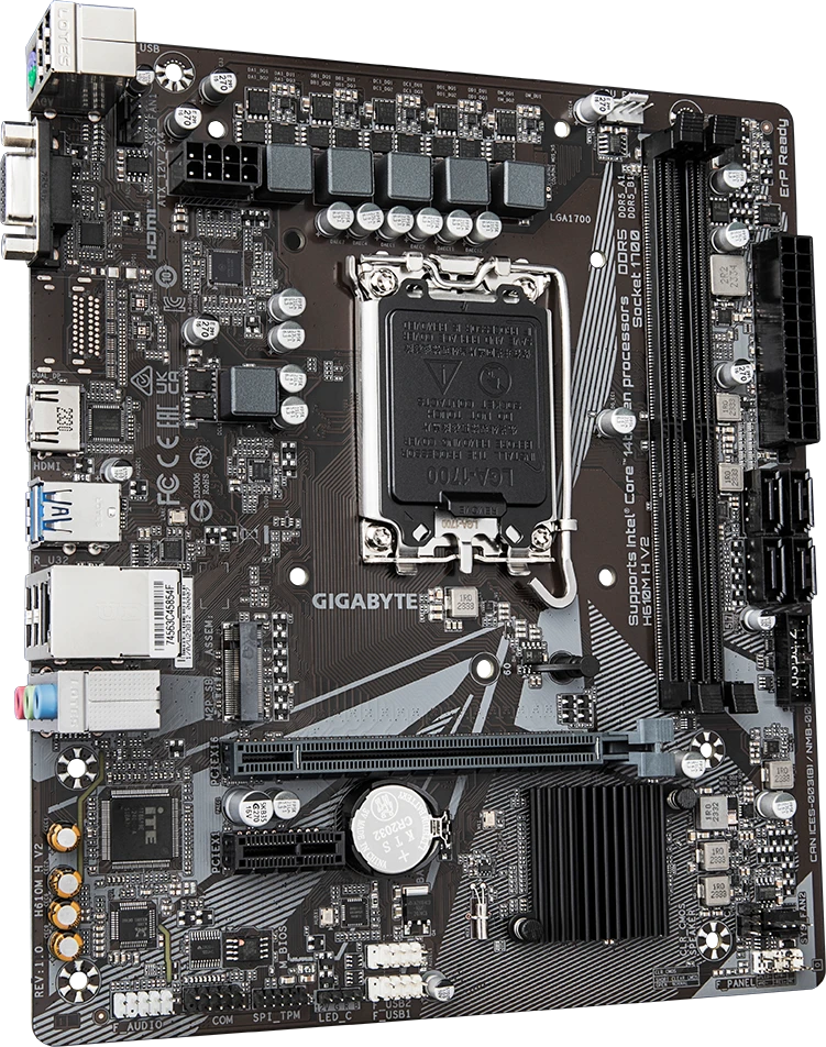 Pagrindinė plokštė Gigabyte | H610M H V2 G1.0 | Intel | Procesoriaus lizdas LGA1700 | DDR4 | Palaikomos standžiojo disko sąsajos M.2, SATA | SATA jungčių skaičius 4