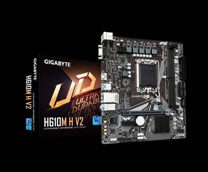 Pagrindinė plokštė Gigabyte | H610M H V2 G1.0 | Intel | Procesoriaus lizdas LGA1700 | DDR4 | Palaikomos standžiojo disko sąsajos M.2, SATA | SATA jungčių skaičius 4