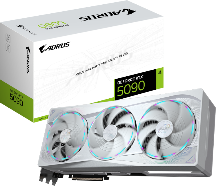 „Gigabyte AORUS GeForce RTX 5090 STEALTH ICE 32G“ | „NVIDIA“ | 32 GB | „GeForce RTX 5090“ | GDDR7 | HDMI jungčių kiekis: 1 | PCI-E 5.0
