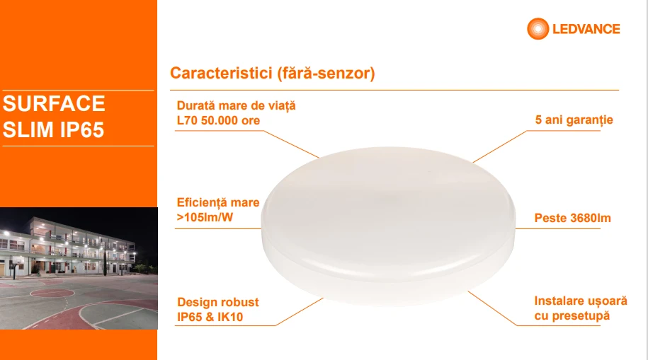 Sieninis šviestuvas Ledvance 19W LED plafonas SLIM, apvalus, baltas, 4000K, IP65