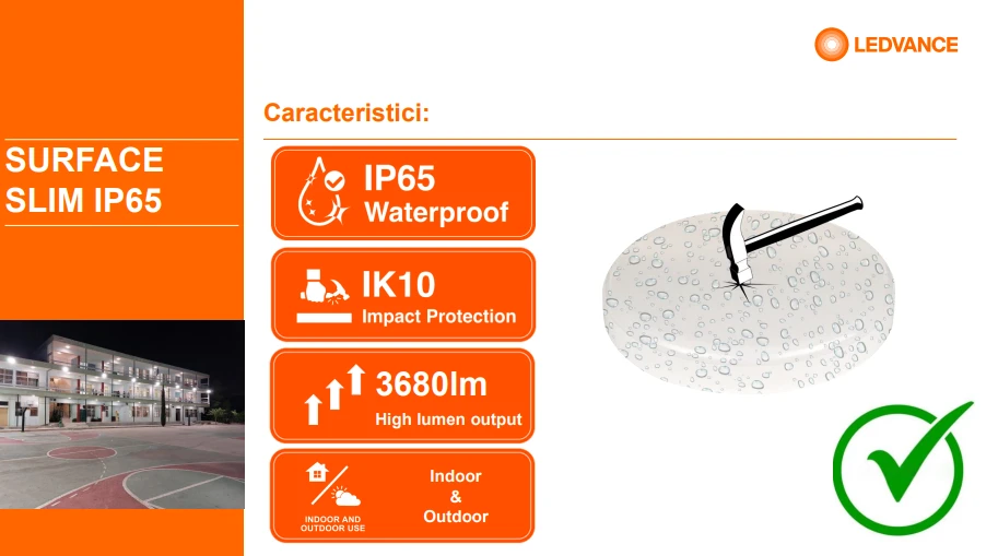 Sieninis šviestuvas Ledvance 26W LED plafonas SLIM, apvalus, baltas, 4000K, IP65