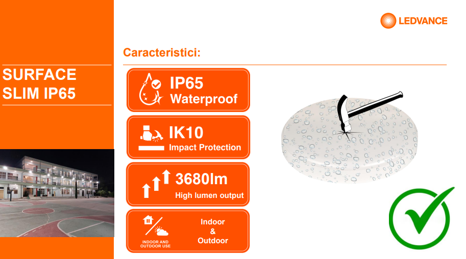 Sieninis šviestuvas Ledvance 35W LED plafonas SLIM, apvalus, baltas, 4000K, IP65