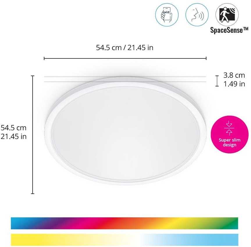 Lubinis šviestuvas WiZ Smart WiFi SuperSlim Ceiling 545mm, Baltas | 32 W | 2200-6500 K (RGB)