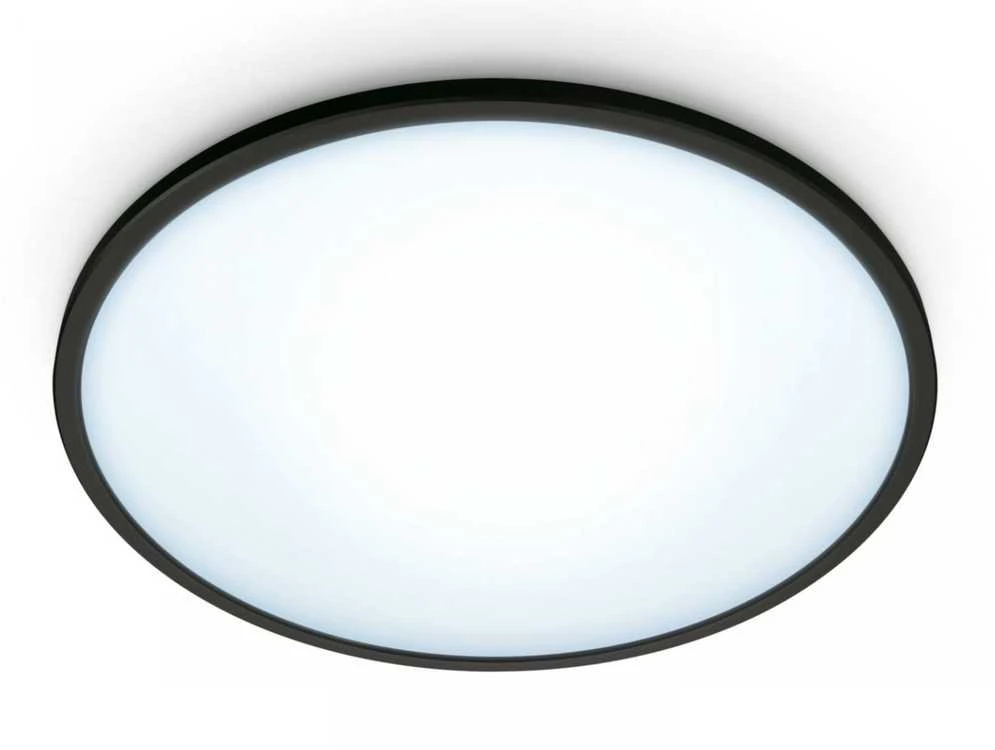 WiZ SuperSlim lubinis šviestuvas, apvalus, juodas, 16 W, derinamas baltas, Wi-Fi