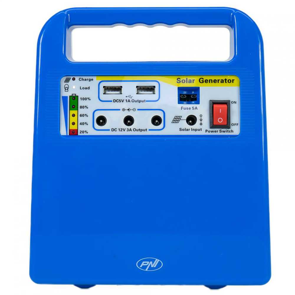 PNI GreenHouse H01 30W saulės fotovoltinė sistema su 12V / 7Ah akumuliatoriumi, USB / radiju / MP3, 2 LED lemputėmis