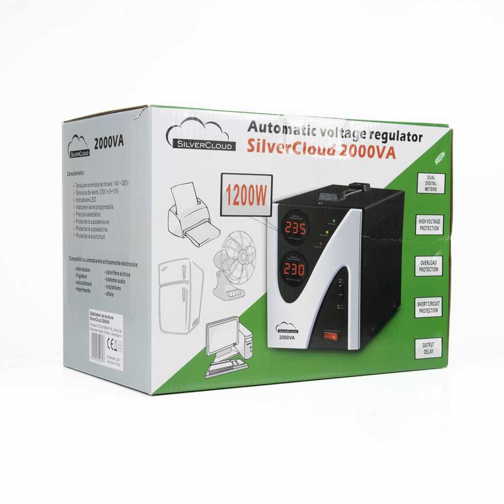 Įtampos stabilizatorius SilverCloud 2000VA 1200W